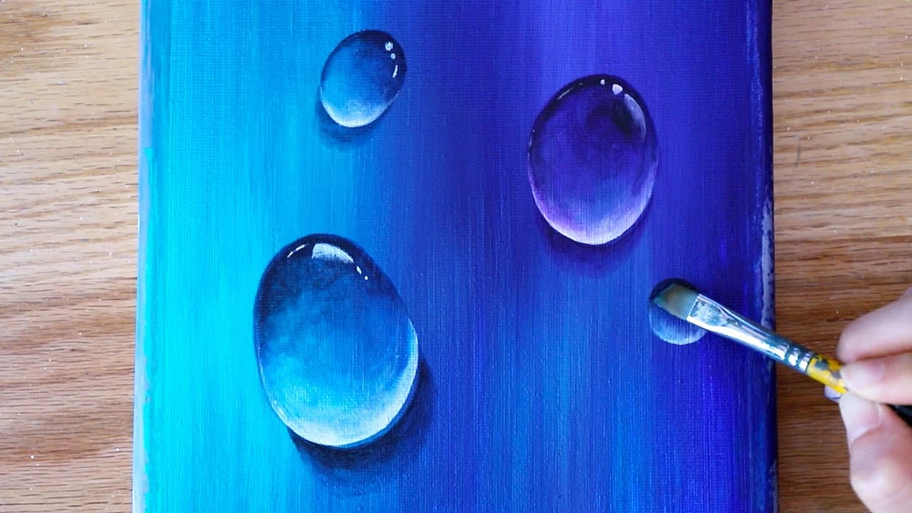 آموزش نقاشی قطره آب سه بعدی