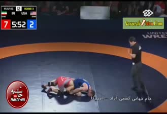 حرکت جوانمردانه حسن رحيمی در مقابل کشتی گير آمريکايی