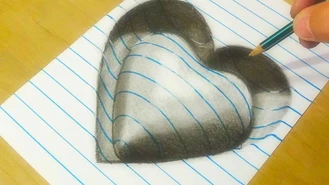آموزش نقاشی سه بعدی قلب 3D Heart