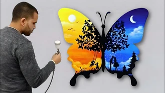 نقاشی پروانه زیبا سه بعدی