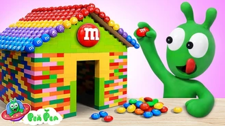 انیمیشن نخودی / ساخت خانه آب نبات رنگارنگ M&M  